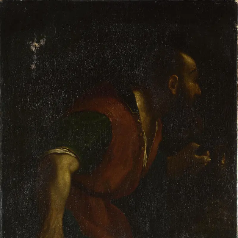 A Bearded Man holding a Lamp